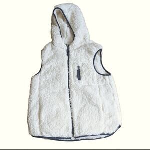 Original Weatherproof Super Soft Cream Sherpa Fleece Hooded Zip Up Fall Vest